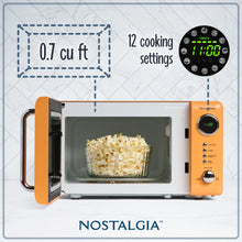 Retro Compact Countertop Microwave Oven - 0.7 Cu. Ft. - 700-Watts with LED Digital Display - Child Lock - Easy Clean Interior - Orange