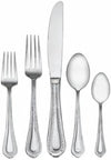 Regent Bead 65-Piece Silverware Set, 18/10 Stainless Steel Flatware Service for 12, Includes 5 Serving Tools, Dishwasher Safe Polished Cutlery