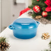 2-In-1 Enamel Cast Iron Dutch Oven with Handles - Crock Pot Blue Cast Iron Pot with Skillet Lid - All-In-One Cookware Braising Pan for Casserole Dish - 7 Quart, Blue