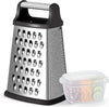 Cheese Grater, Handheld Box Grater with Container & Lid, 4-Sided Stainless Steel for Kitchen, Wavy Julienne, Slicer, Coarse Shred & Fine Zester, Non-Slip Base, Dishwasher Safe, 8 Inch