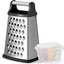 Cheese Grater, Handheld Box Grater with Container & Lid, 4-Sided Stainless Steel for Kitchen, Wavy Julienne, Slicer, Coarse Shred & Fine Zester, Non-Slip Base, Dishwasher Safe, 8 Inch