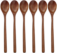 Wooden Spoons, 6 Pieces 9 Inch Wood Soup Spoons for Eating Mixing Stirring, Wood Spoon with Japanese Style Kitchen Utensil