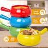 17 Oz round Ceramic Soup Bowl with Handle Set of 4, 17 Ounce Small Ceramic French Onion Soup Crocks in Multiple Color for Kitchen or Dinner Table Decoration