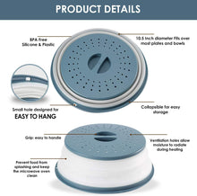2-Pack Multicolor Foldable Microwave Oven Plate Cover for Food, Vented Collapsible Splatter Proof Guard, Microwave Splatter Cover, Bpa-Free Silicone & Plastic and Dishwasher Safe (Blue and Green)