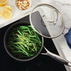 Clad Stainless Steel Saucepan with Glass Lid and Hybrid Steelshield and Nonstick Technology, 2 Quart - Silver