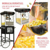Carnival Style 8 Oz. Black and Silver Popcorn Machine with Cart