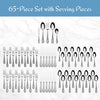 Regent Bead 65-Piece Silverware Set, 18/10 Stainless Steel Flatware Service for 12, Includes 5 Serving Tools, Dishwasher Safe Polished Cutlery