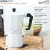 Stovetop Espresso Maker, Italian Coffee Maker, & Cuban Coffee Maker for Strong Freshly Brewed Espresso Coffee - Perfect Camping Espresso Maker & for Brewing at Home - 6-Cup Moka Pot (White)