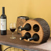 Round Wood Log Style with Bark 4-Bottle Countertop Wine Rack Holder