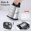 Cheese Grater, Handheld Box Grater with Container & Lid, 4-Sided Stainless Steel for Kitchen, Wavy Julienne, Slicer, Coarse Shred & Fine Zester, Non-Slip Base, Dishwasher Safe, 8 Inch