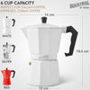 Stovetop Espresso Maker, Italian Coffee Maker, & Cuban Coffee Maker for Strong Freshly Brewed Espresso Coffee - Perfect Camping Espresso Maker & for Brewing at Home - 6-Cup Moka Pot (White)