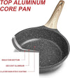 Nonstick Granite Frying Pan Skillet, Non Stick Omelette Fry Pans, Omelet Egg Pan, Stone Cookware Chef'S Pan, Induction Compatible, PFOA Free (Gray, 9.5 Inch with Lid)