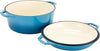 2-In-1 Enamel Cast Iron Dutch Oven with Handles - Crock Pot Blue Cast Iron Pot with Skillet Lid - All-In-One Cookware Braising Pan for Casserole Dish - 7 Quart, Blue