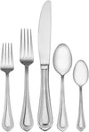 Regent Bead 65-Piece Silverware Set, 18/10 Stainless Steel Flatware Service for 12, Includes 5 Serving Tools, Dishwasher Safe Polished Cutlery